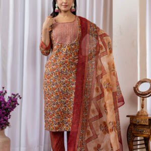 Fabric Slub Cotton Printed Masline Peach Slice Set 3-piece