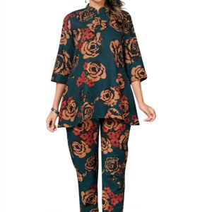 Fabric Poly Rayon Black Rose Set Cord-set-piece