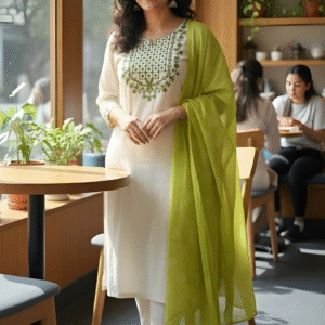 Fabric Rayon Slub Sequence Embroidery Chanderi with Digital White Print Set 3-piece