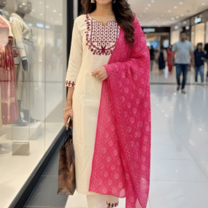 Fabric Rayon Slub Sequence Embroidery Chanderi with Digital Pink Print 3-piece